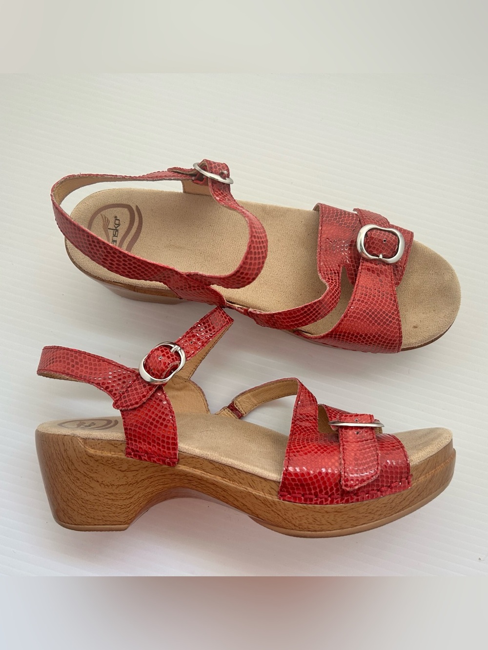 Dansko ‘Sandi’ Red Buckle Sandals - Comfort Platform for Women